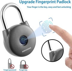 Fingerprint Padlock, Smart Lock with Key Backup, Waterproof for Gym, Luggage,…