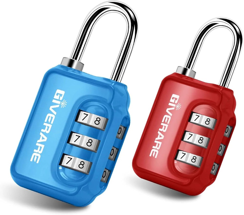 2 Pack Combination Lock, 3-Digit Padlock Keyless, Resettable Luggage Locks for