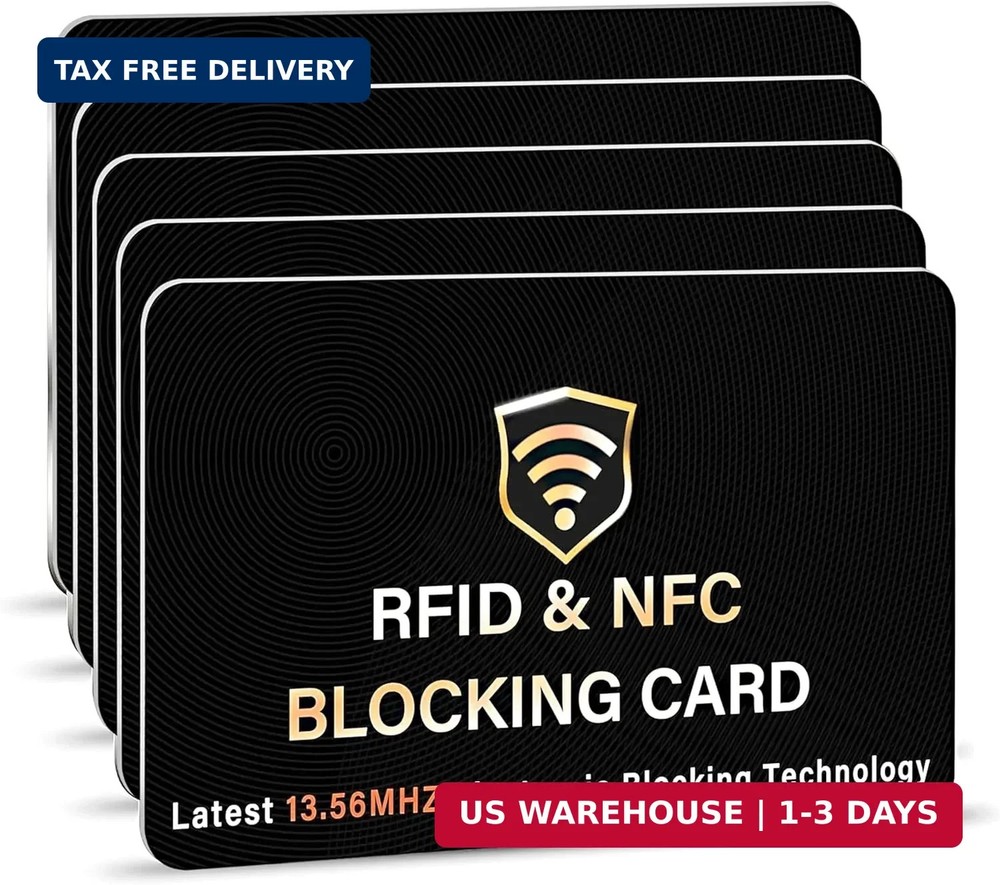 SaiTech IT 5 Pack RFID Blocking Card for Credit Debit ID Card, Black | Slim Anti