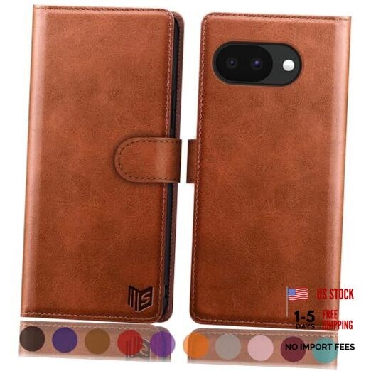 Compatible with Google Pixel 10A Wallet case with RFID Blocking Light Brown