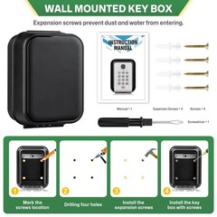 Lock Box for Keys with Code, Waterproof Key Boxs Wall Mount 12-Digit Keypad L…