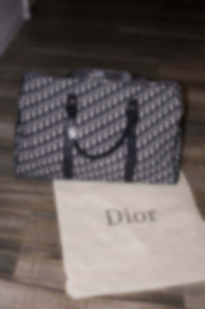 Black/White Monogram Satchel Top Handle Zip Bag w/ Dust Bag, Pockets