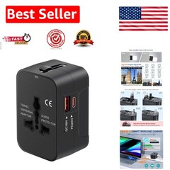 Stylish Black Travel Adapter – Versatile Fast Charging Solutions for the Globe